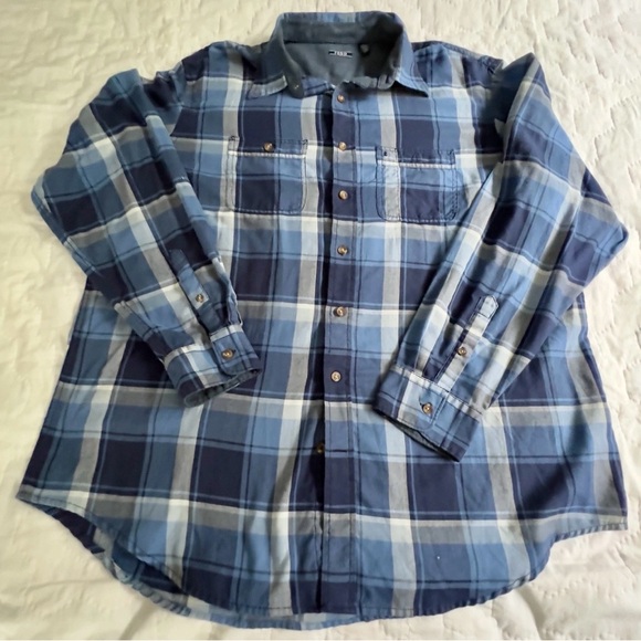Izod Men’s Button Down Shirt 2XLT Blue Plaid Long Sleeve Business Casual - Picture 1 of 10